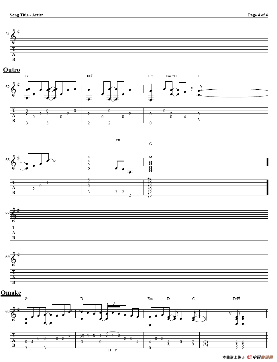 相遇天使（指弹独奏谱）