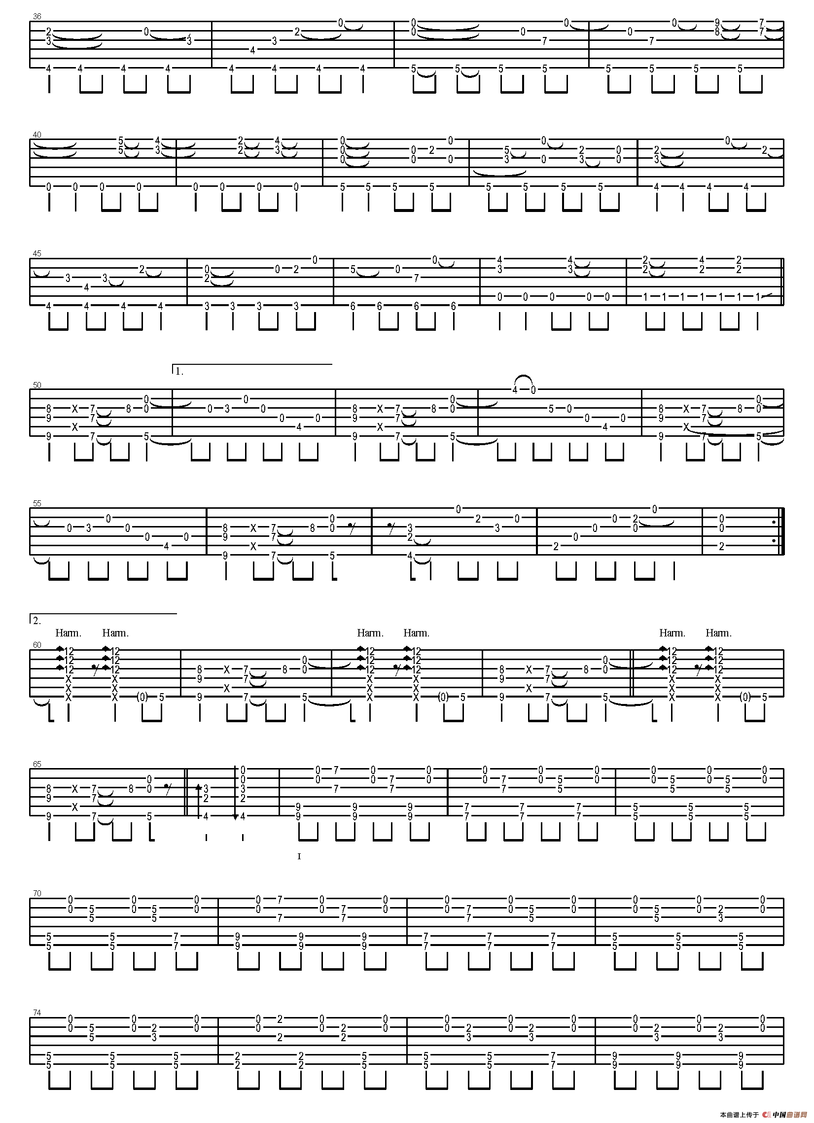 Song for 1310（岸部真明指弹吉他谱）