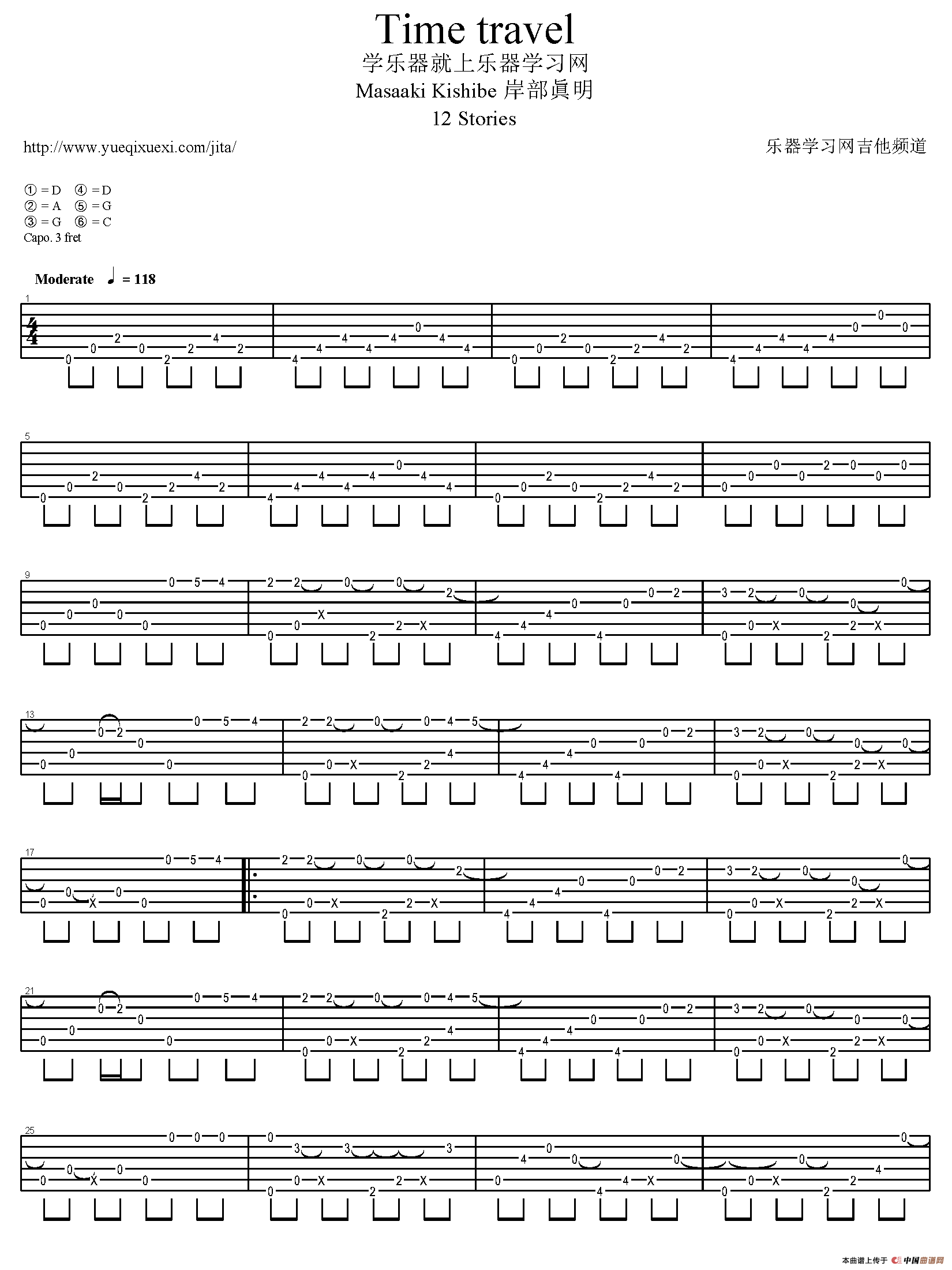 Time travel（岸部真明指弹吉他谱）