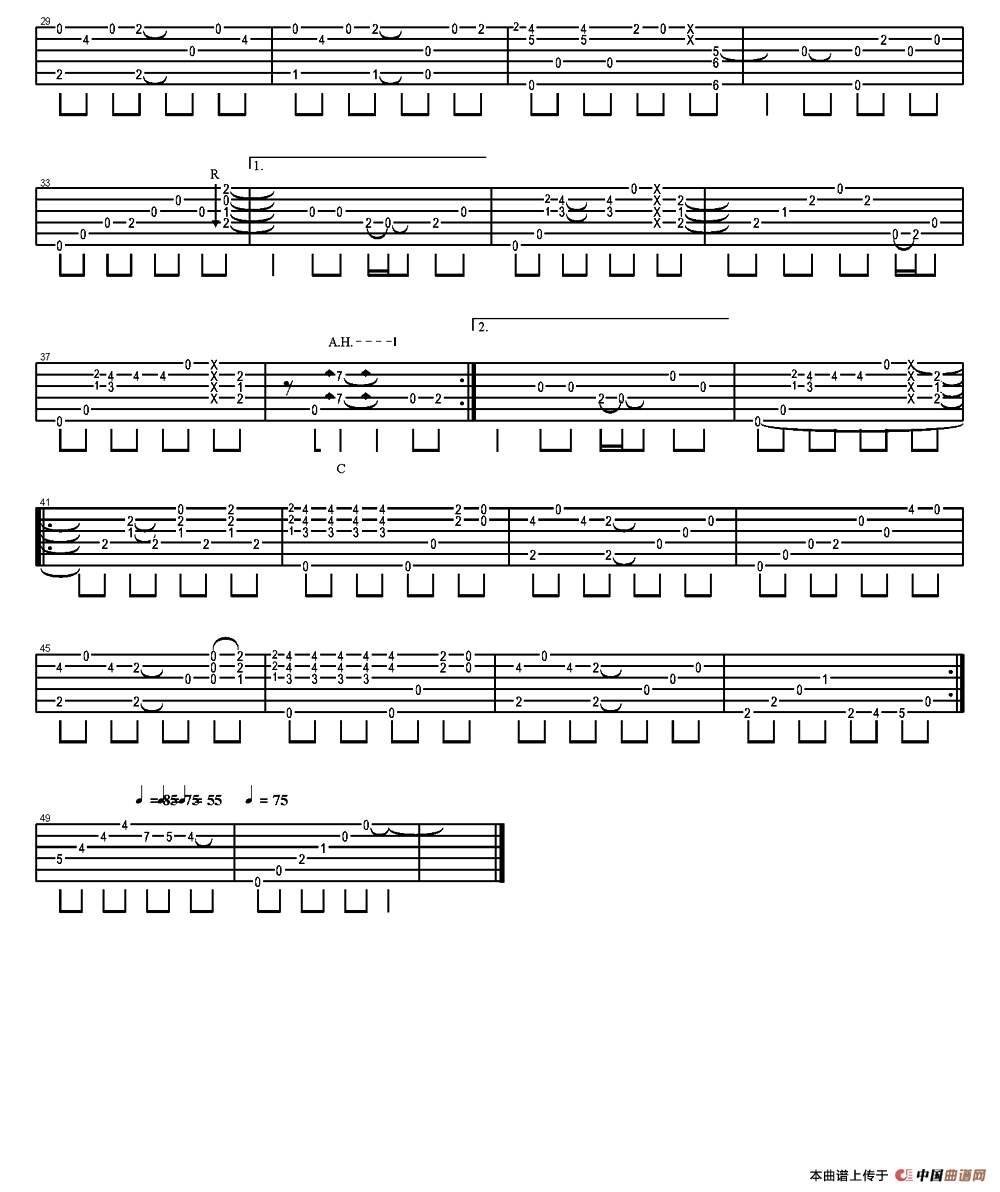 昨日重现（岸部真明指弹吉他谱）