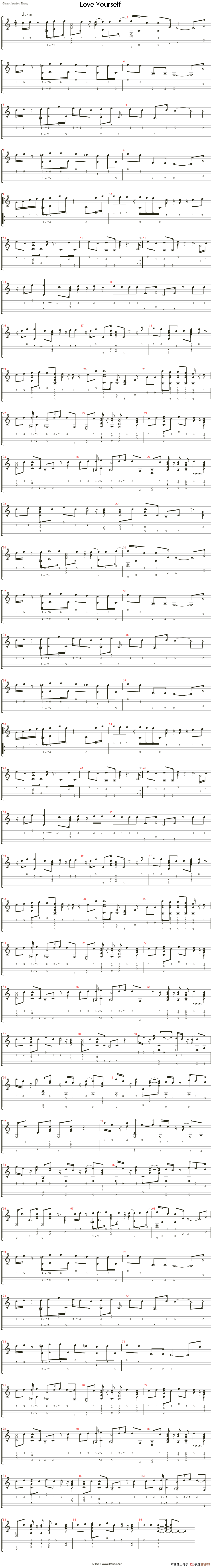 Love Yourself（指弹谱）