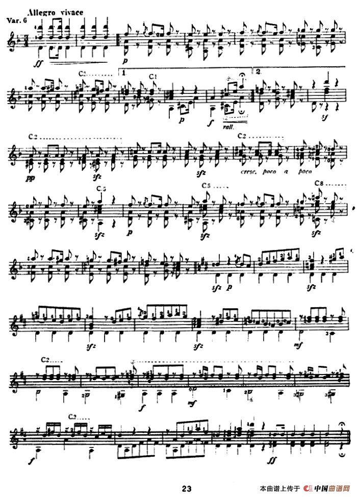 西班牙主题变奏曲（古典吉他）