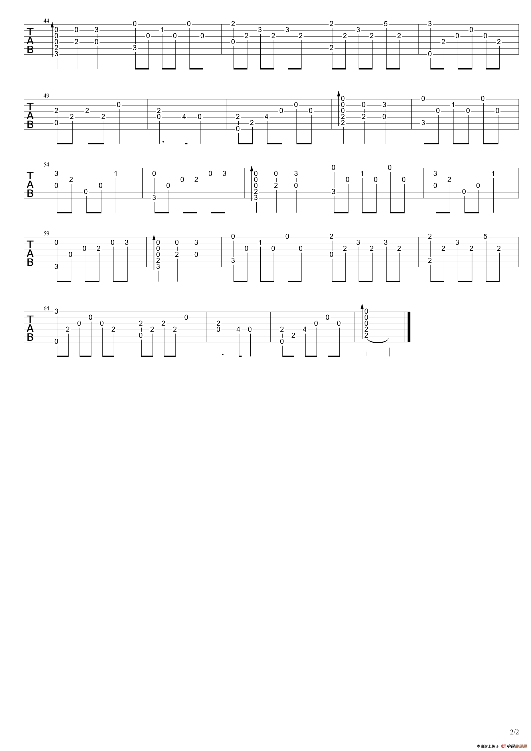 假如爱有天意（指弹吉他谱）
