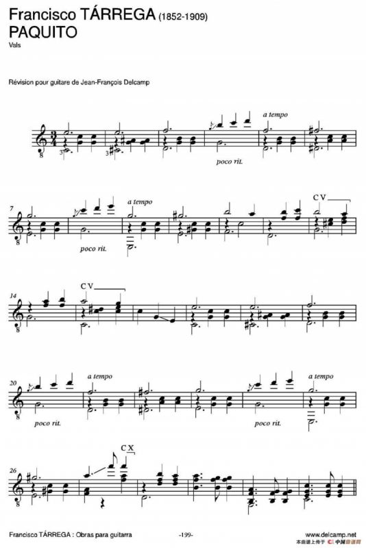 PAQUITO(Vals)（古典吉他）