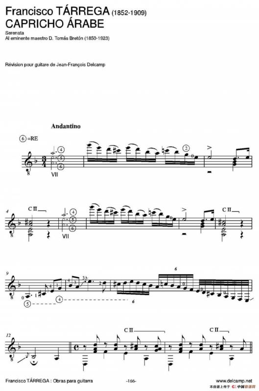 CAPRICHO ARABE(Serenata AI eminente maestro D. Tomas Breton)（古典吉他）