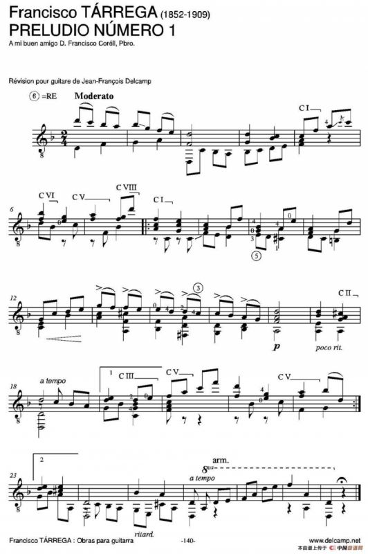 PRELUDIO NUMERO 1(A mi buen amigo D.Francisco CorellPbro.)（古典吉他）