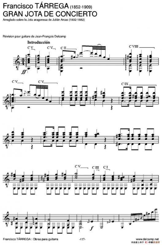 GRAN JOTA DE CONCIERTO(Arreglado sobre la Jota aragonesa de Julian Arcas)（古典吉他）