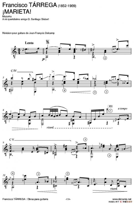 iMARIETA!(Mazurka A mi queridisimo amigo D.Santiago Gisbert)（古典吉他）