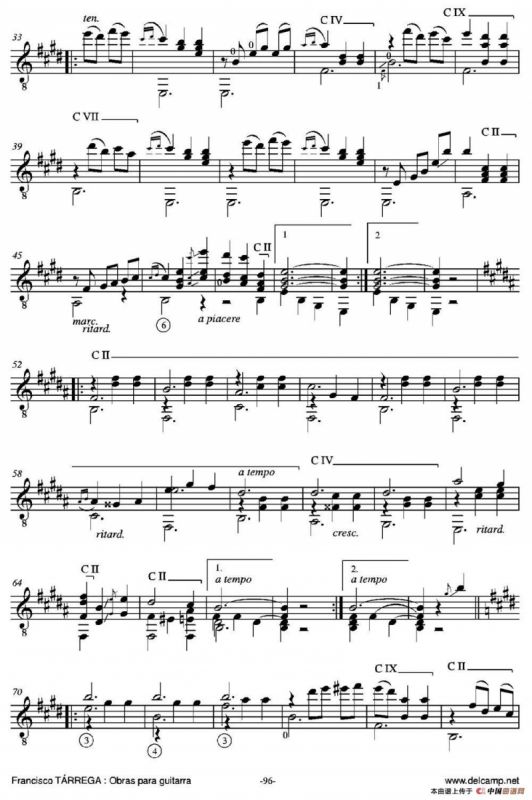 GRAN VALS(En la mayor)（古典吉他）