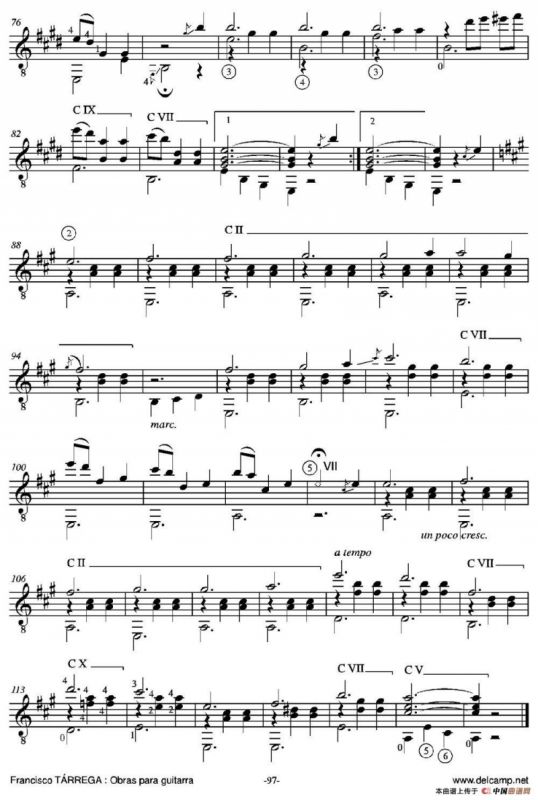 GRAN VALS(En la mayor)（古典吉他）