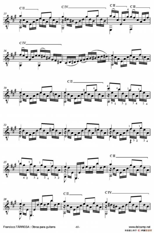 ESTUDIO BRILLANTE(Arreglado sobre un tema de Jean-Delphin Alard)（古典吉他）