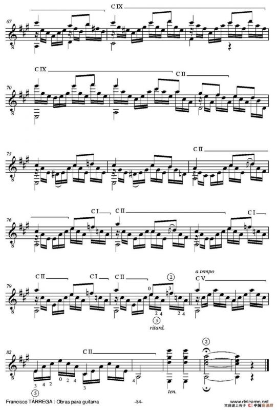 ESTUDIO BRILLANTE(Arreglado sobre un tema de Jean-Delphin Alard)（古典吉他）