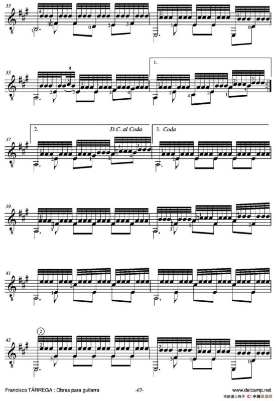 RECUERDOS DE LA ALHAMBRA(Hommage a Ieminent artiste Alfed Cottin)（古典吉他）