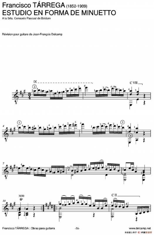 ESTUDIO EN FORMA DE MINUETTO(A la Srta.Consuelo Pascual de Boldum)（古典吉他）
