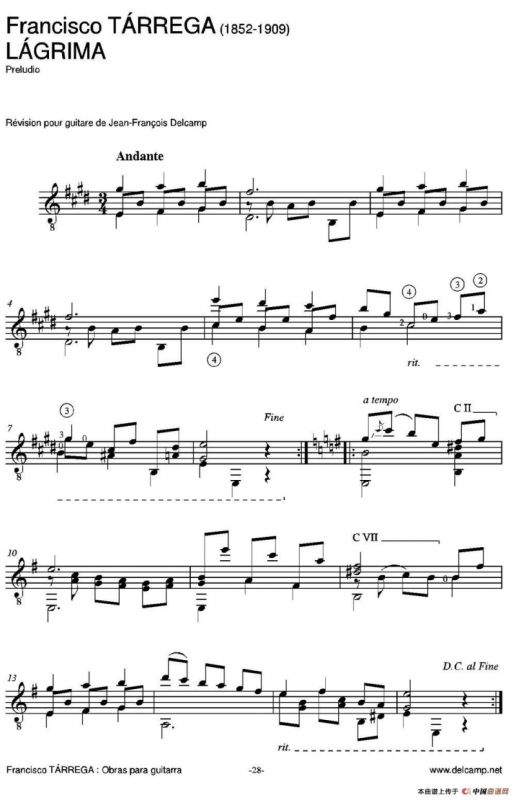 LAGRIMA（古典吉他）