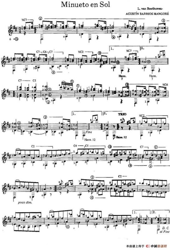 Minueto en Sol（古典吉他）