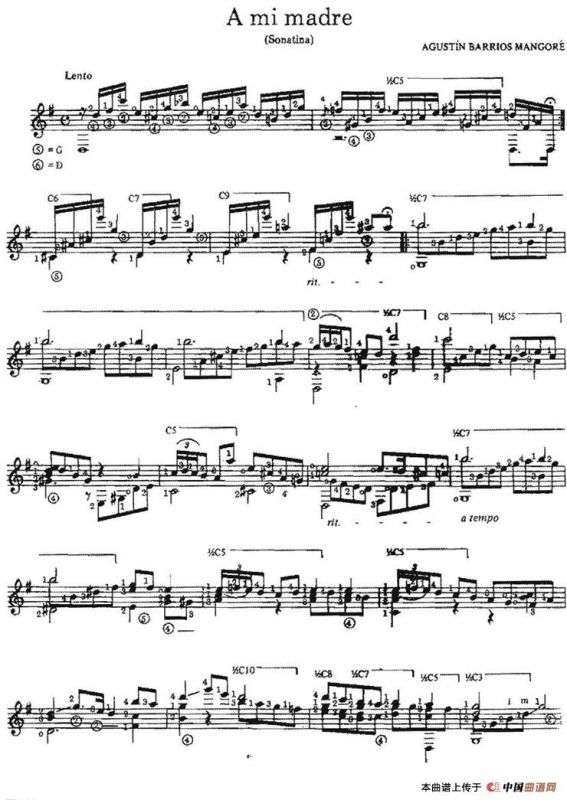 A mi madre（古典吉他）