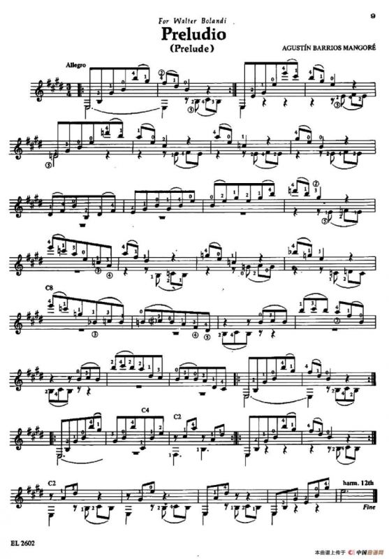 Preludio（前奏曲）（古典吉他）