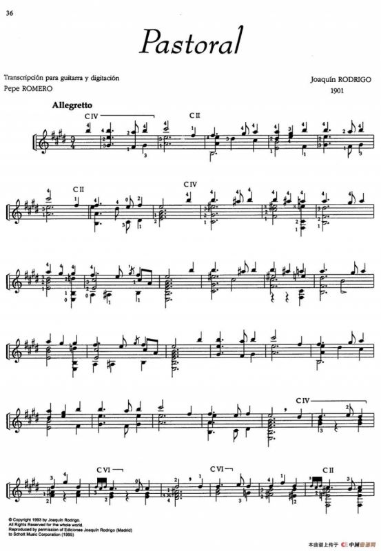 Joaquin Rodrigo Music for Guitar（罗德里戈吉他音乐P36-37）（古典吉他）
