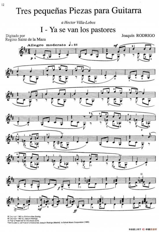 Joaquin Rodrigo Music for Guitar（罗德里戈吉他音乐P12-21）（古典吉他）
