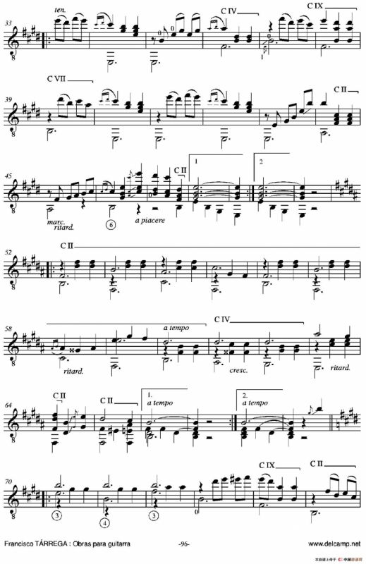 《塔雷加作品全集》第6部分（古典吉他）