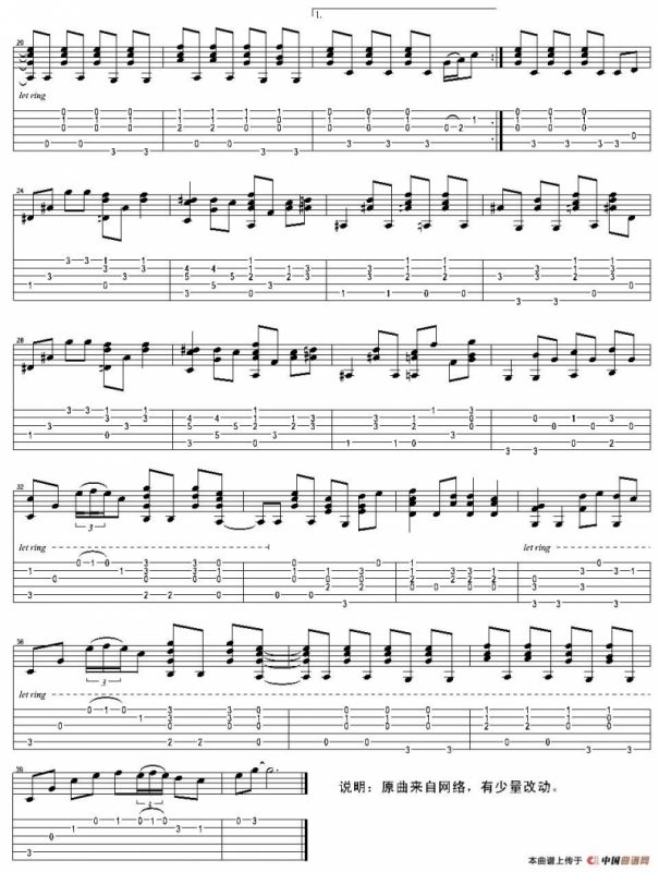 Tears In Heaven（泪洒天堂）（指弹独奏谱）