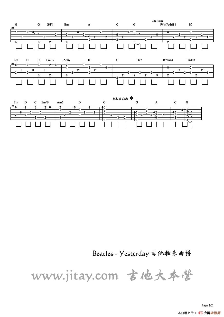 yesterday（指弹谱）