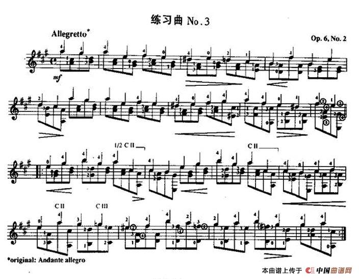 费尔南多·索尔 古典吉他练习曲 No.3（Op.6 No.2）