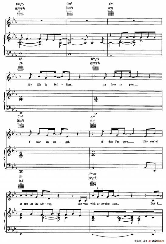 you‘re beatuiful（五线谱+钢琴伴奏）