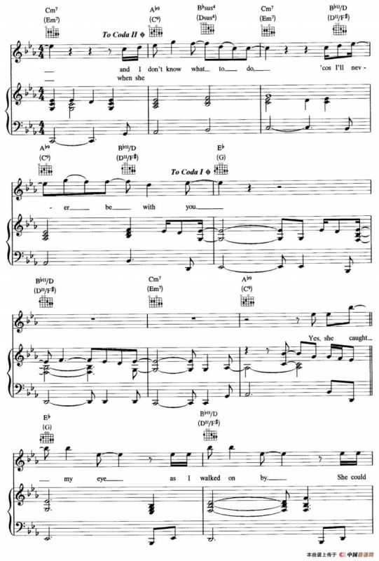 you‘re beatuiful（五线谱+钢琴伴奏）