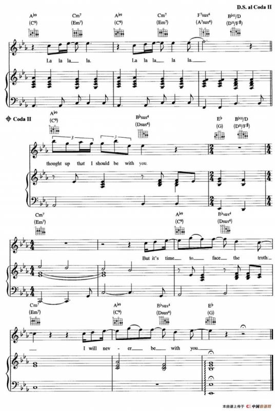 you‘re beatuiful（五线谱+钢琴伴奏）