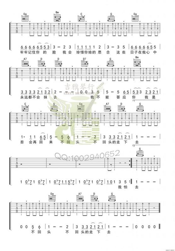 再见（张震岳词曲）（六线吉他谱）