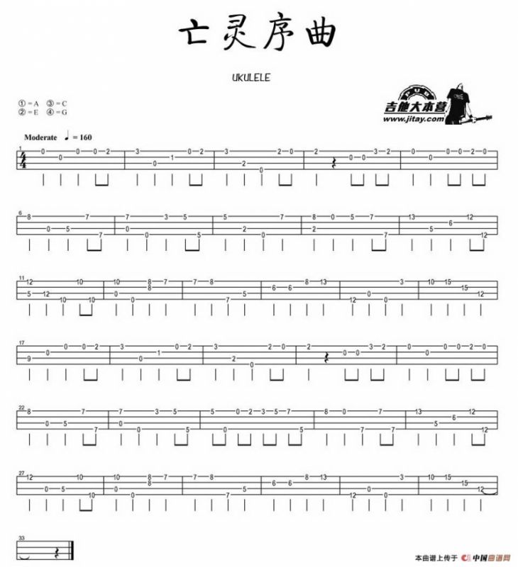 亡灵序曲（尤克里里指弹谱）