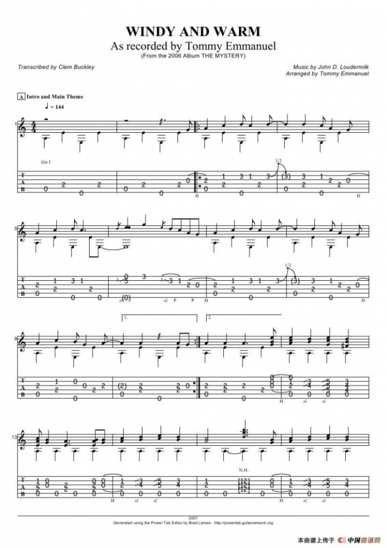 tommy emmanuel：windy and warm（指弹吉它）