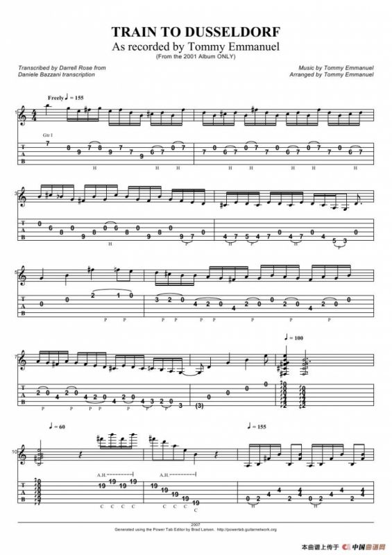 tommy emmanuel：train to dusseldorf（指弹吉它）