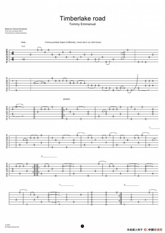 tommy emmanuel：timberlake road（指弹吉它）
