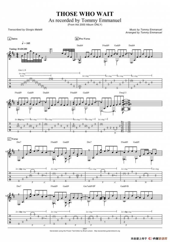 tommy emmanuel：those who wait（指弹吉它）