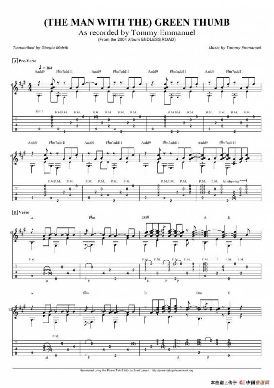 tommy emmanuel：the man with the green thumb（指弹吉它）