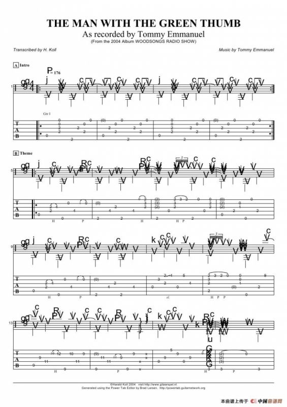 tommy emmanuel：the man with the green thumb version 2（指弹吉它）