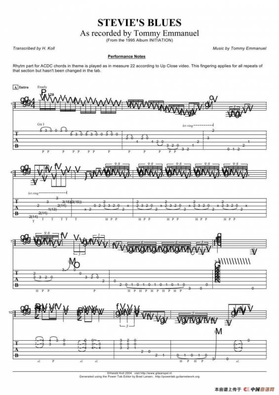 tommy emmanuel：stevies blues（指弹吉它）