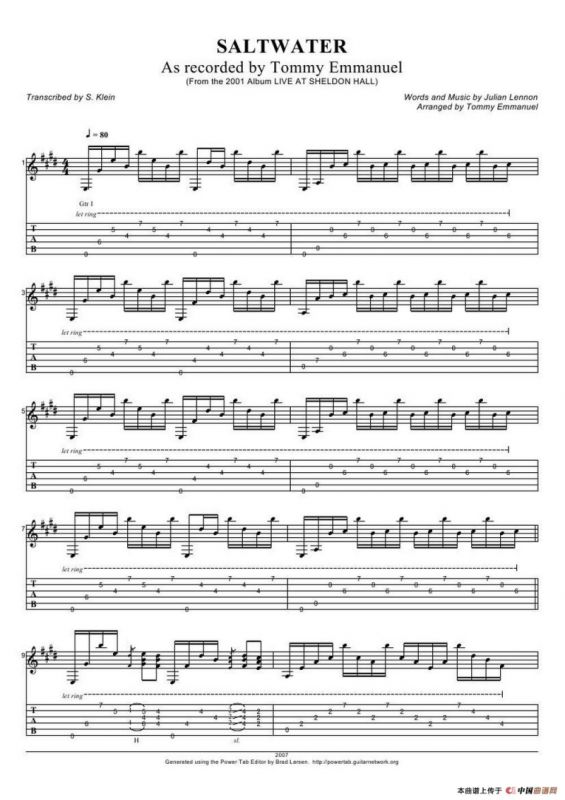 tommy emmanuel： saltwater(1)（指弹吉它）