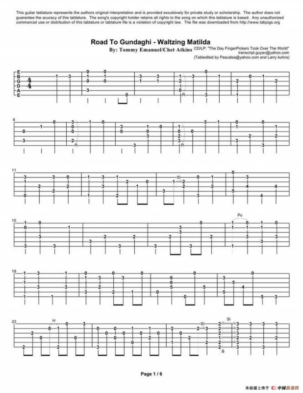 tommy emmanuel： road to gundaghi waltzing matilda（指弹吉它）