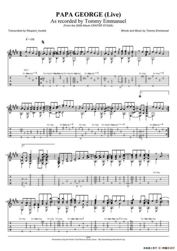tommy emmanuel： papa george version（指弹吉它）