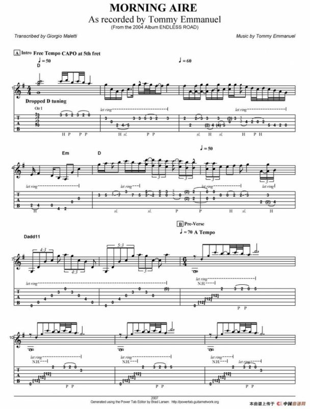 tommy emmanuel：morning aire（指弹吉他）