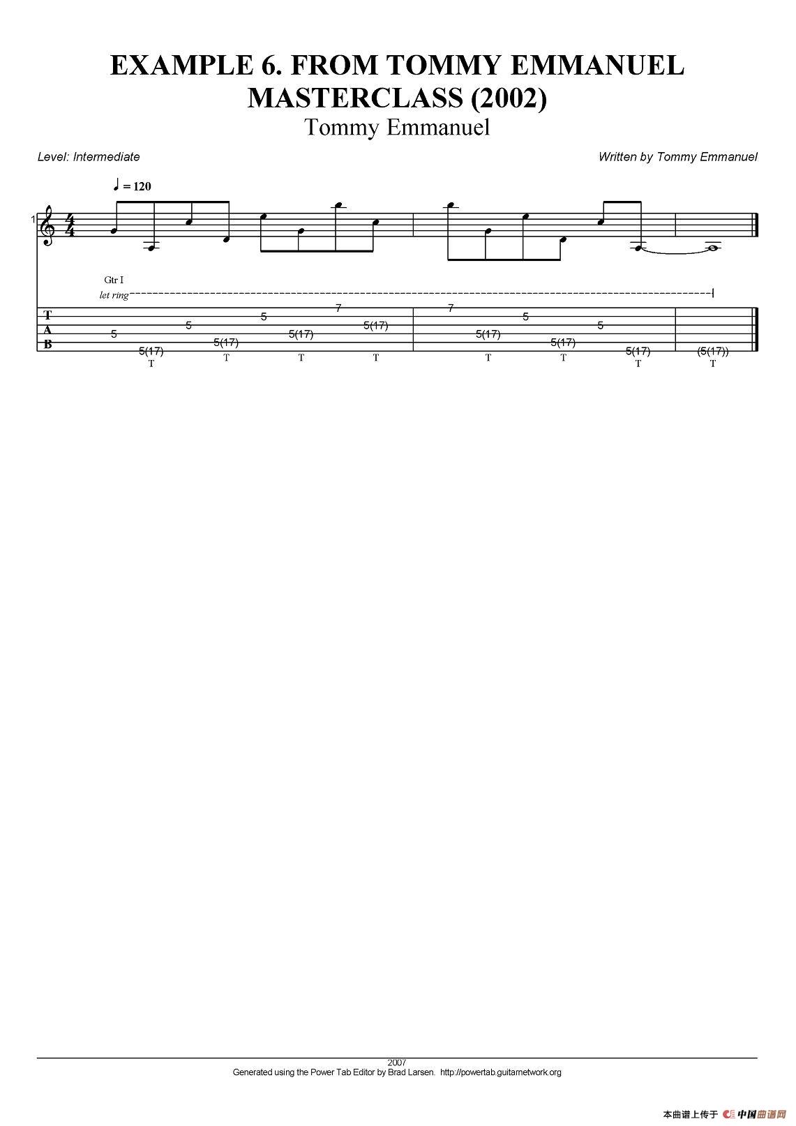 tommy emmanuel：masterclass example-6（指弹吉他）