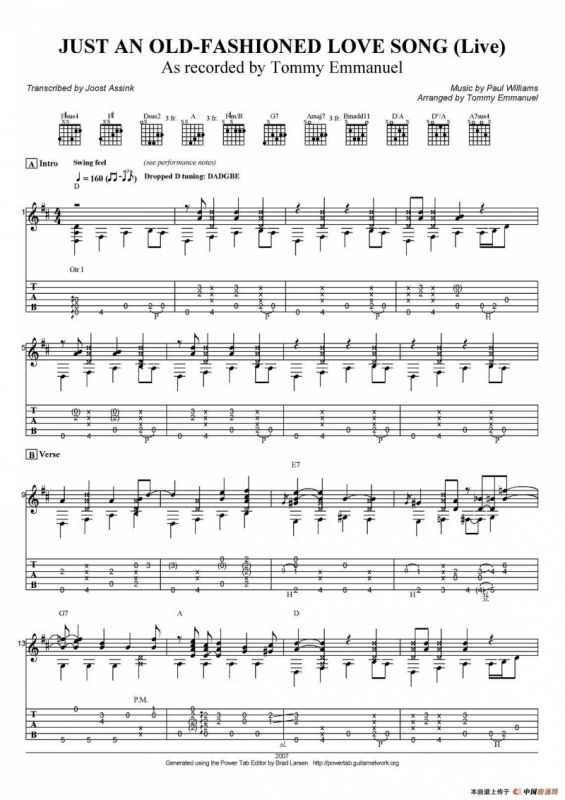 tommy emmanuel：just an old fashioned love song（指弹吉他）