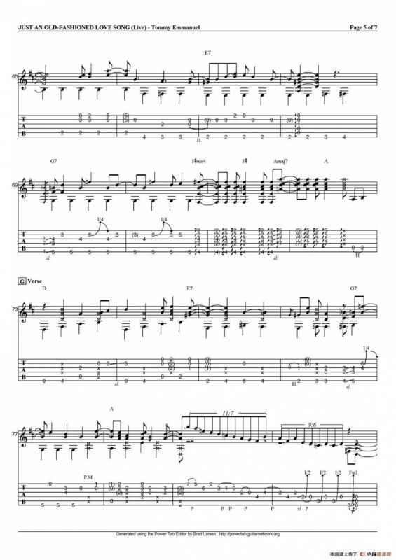 tommy emmanuel：just an old fashioned love song（指弹吉他）