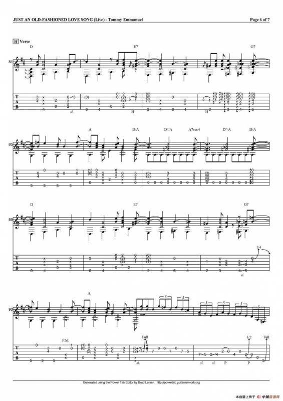 tommy emmanuel：just an old fashioned love song（指弹吉他）