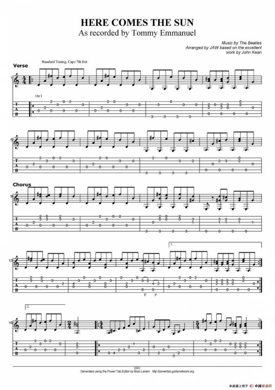 tommy emmanuel：here comes the sun（指弹吉他）