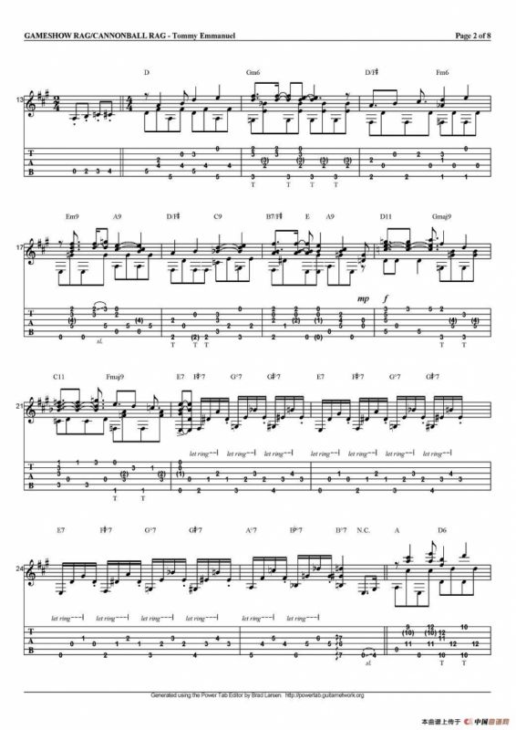 tommy emmanuel：gameshow rag/cannonball rag（指弹吉他）